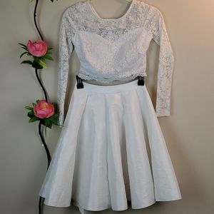 Withe party top and skirt set.